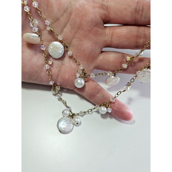**Sale** DOL 2 strand cut AB crystals and pearl necklace - Picture 2 of 11
